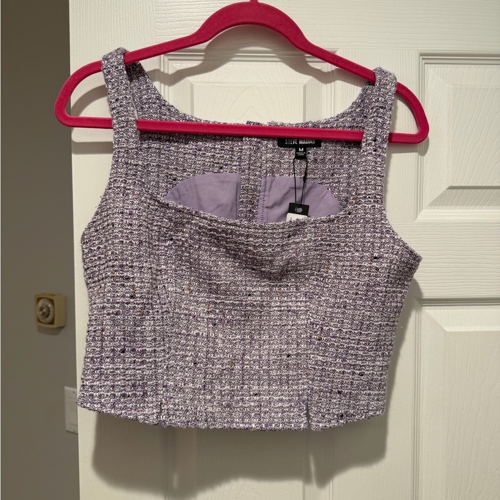 Steve Madden Lavender Tweed Crop Top Size Medium NWT